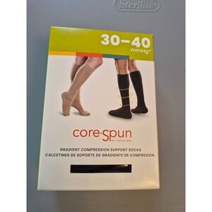 Therafirm Core-Spun 30-40 mmHg Gradient Compression Support Socks Black Medium